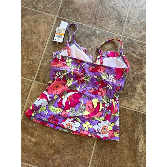 Hula Honey Impressionist Bloom V-Wire Tankini Swim Top Size Small - Picture 7 of 8